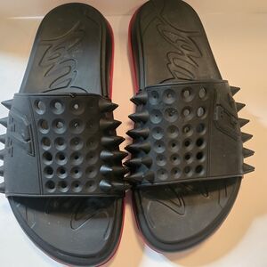 Christian Louboutin Black and Red Spiked Sandals